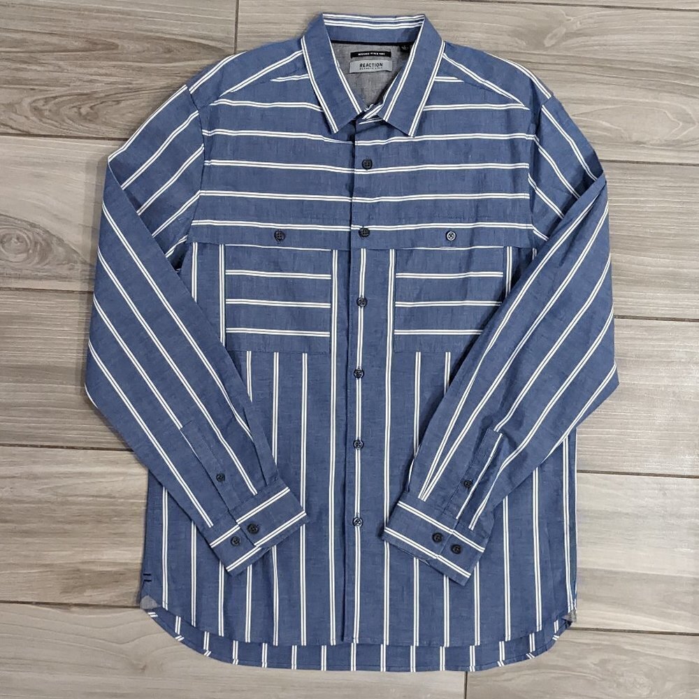 Kenneth Cole Reaction Blue Striped Oxford Shirt